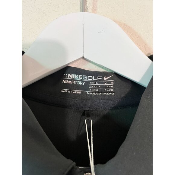 Nike Golf Womens Sleeveless Polo Shirt Medium Black Green Dri-FIT Stretch New - Picture 2 of 9